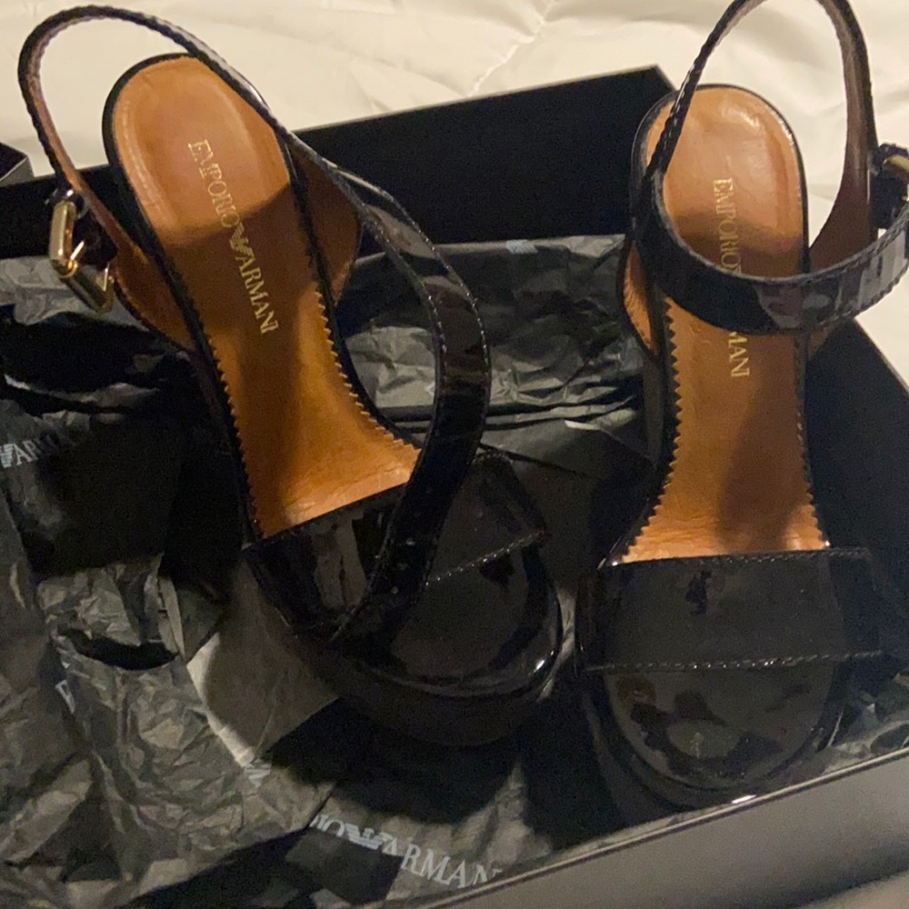 Black size 6 Emporio Armani wedge sandal